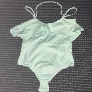 Mint green halter Layered strappy Bodysuit